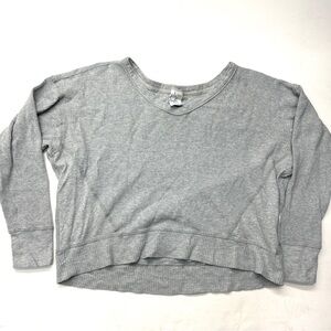 Aerie Offline Heather Gray Long Sleeve Waffle Thermal Knit Top Oversized